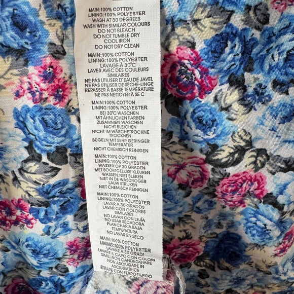 Nasty Gal Floral‎ Puff Sleeve Ruffle Hem Mini Dress Blue Pink Women's 6 NWT - Picture 5 of 11